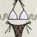 Swim Conjunto de bikini para mujer con sujetador halter y parte de abajo