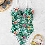 Swim Lushore Mujeres Impreso Moda Traje de bano de una pieza con impresion aleatoria y relleno Push-Up con soporte