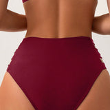 Swim Chicsea Bikini unicolor para vacaciones de verano con Bottom de diseno recortado