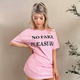 Sweetina Camiseta de manga corta suelta con impresion de letras, adecuada para uso diario informal