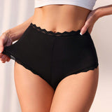 Boyshorts de cintura baja con encaje de un solo color, comodos y suaves