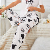 Conjunto de pijama para mujeres con patron de vaca de dibujos animados de Code Standard