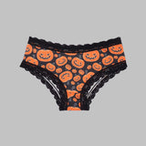 3 piezas de bragas sexys y goticas para mujeres con encaje de contraste, con estampado de calaveras, ojos, estrellas y Jack-O-Lanterns para Halloween, ropa interior y lenceria para mujeres y damas