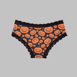 3 piezas de bragas sexys y goticas para mujeres con encaje de contraste, con estampado de calaveras, ojos, estrellas y Jack-O-Lanterns para Halloween, ropa interior y lenceria para mujeres y damas