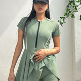 DAZY Vestido de una pieza casual de manga corta para mujer, para uso diario en primavera y verano