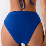 Swim Braguita de bikini para mujer con pliegues simples en forma de V y de unicolor