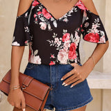 Blusa estampada floral para mujer