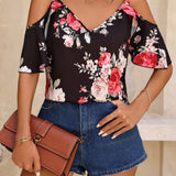 Blusa estampada floral para mujer