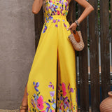 VCAY Mono estampado para mujer con tirantes espagueti para un elegante traje de vacaciones de primavera/verano