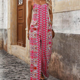 VCAY Spring/Summer  Print Jumpsuit With Spaghetti Straps And Wide Leg Design For Women