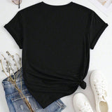 Slayr Camiseta de manga corta con cuello redondo para mujer con estampado de moda