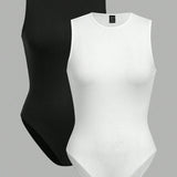 EZwear Conjunto de 2 piezas enterizas sin mangas en blanco y negro para mujer