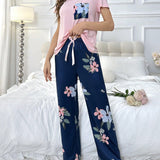 NEW Conjunto de pijama de verano para mujer con estampado floral