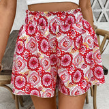 VCAY Shorts informales de estilo vacacional con estampado completo y cintura alta para Verano