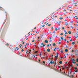 NEW Conjunto de bikini de cuello halter para mujer con estampado floral para vacaciones