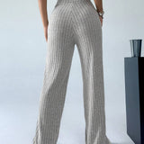 EZwear Pantalones casuales de textura de sarga en color solido para verano
