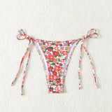 Swim Braguita de bikini con estampado floral y lazos laterales con patron aleatorio