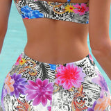 Swim Lushore Pantalones cortos de bikini para mujer con estampado aleatorio, adecuado para usar en la piscina y la playa en verano.