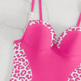 Swim Mujeres Estampado de leopardo Monokini con tirantes