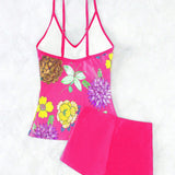 Swim Lushore Conjunto Tankini con tirantes finos con estampado floral al azar