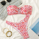 NEW  Swim Vcay Conjunto de bikini y traje de bano con estampado floral para mujer con estilo de overol para las vacaciones de verano en la playa