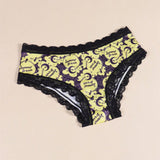 Morvia 4 piezas Romantico Contraste de Encaje Hipster Panties, esparcido de estrellas y lunas y espacio y cielo estrellado e impresion de constelaciones Boho Estilo Ilusion Intimos Panties de brief para mujeres, ropa interior y lenceria