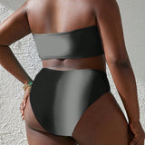 Slayr Conjunto de bikini sin tirantes de talla grande