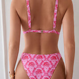 Swim Mod Pequeno conjunto de bikini estampado por separado, playa de verano