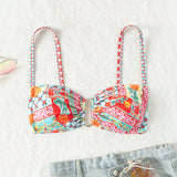 Swim Lushore Top de bikini con estampado floral y pliegues para mujer de talla grande para vacaciones en la playa en verano
