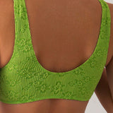 Conjunto De Bikini De Color Solido Con Cuello Halter Y Nudos En La Parte Delantera, Para Vacaciones En La Playa