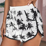 Swim Vcay Pantalon corto de bikini para mujer con estampado de palmeras para la playa de verano durante las vacaciones