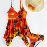 Swim Lushore Verano Playa Mujeres Hanky Hem Top tropical impreso al azar tankini y pantalones cortos de bano