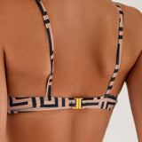Swim Vcay Conjunto de bikini para mujer con cuello halter, estampado completo, nudo en la parte delantera e incorpora aros