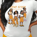 Slayr Camiseta de manga corta slim-fit con estampado de eslogan de personaje femenino para el verano