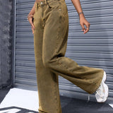 EZwear Jeans de pierna recta versatiles para mujeres para uso diario