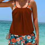 Swim Lushore Tankini estampado estilo resort para mujer con camisola impresa al azar