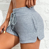 PETITE Pantalones cortos casuales de deporte de verano con cintura con cordon y bolsillo inclinado