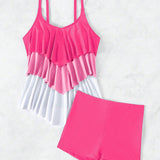 Swim Lushore Conjunto de tankini de playa para mujeres sin alambres y con bloque de color para el verano