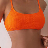 Swim Top inalambrico de traje de bano de verano para playa con textura para mujeres
