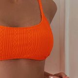 Swim Top inalambrico de traje de bano de verano para playa con textura para mujeres