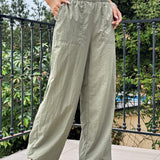 EZwear Pantalones informales para mujer con cintura elastica estilo paperbag y holgados para el verano