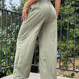 EZwear Pantalones informales para mujer con cintura elastica estilo paperbag y holgados para el verano
