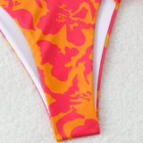 Swim Vcay Parte de abajo del bikini con estampado floral para mujeres, estilo de vacaciones con tiras atadas en los lados