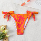Swim Vcay Parte de abajo del bikini con estampado floral para mujeres, estilo de vacaciones con tiras atadas en los lados