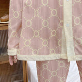 Conjunto de ropa de dormir estilo coreano primavera otono para mujeres, conjunto de ropa de hogar rosa y azul con botones en la parte delantera