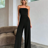 Aloruh Mono negro elegante y de moda para mujer, tipo top de tubo con unicolor basico para trabajar, para uso diario y conmutar en verano