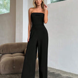 Aloruh Mono negro elegante y de moda para mujer, tipo top de tubo con unicolor basico para trabajar, para uso diario y conmutar en verano
