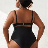 Swim Curve Traje de bano para mujeres de talla grande con huecos a la moda para la playa de verano de una sola pieza