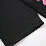 Slayr Conjunto de dos piezas de verano para mujeres con camiseta de dibujos animados y cuello redondo + pantalones cortos con bolsillos