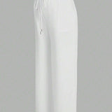 Pantalones casuales de maternidad de unicolor con cintura ajustable, simples y versatiles